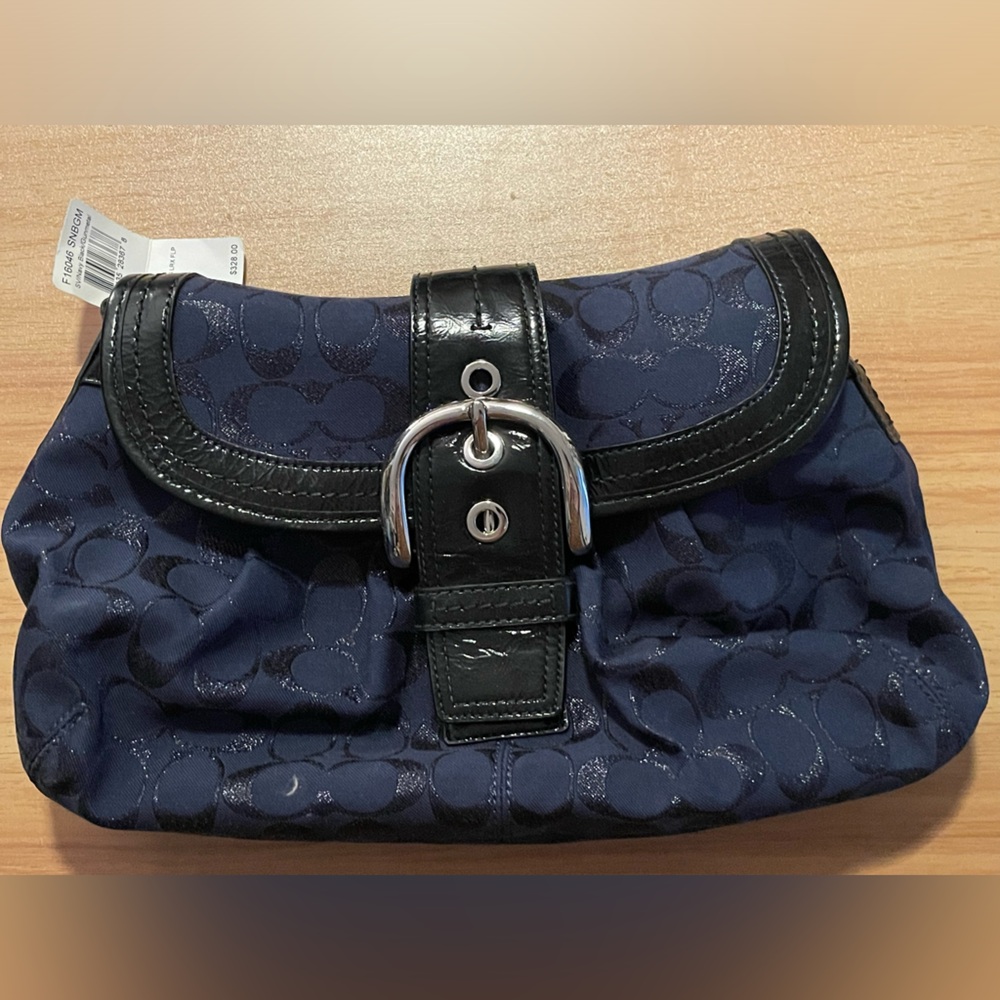 NWT Coach silver/gunmetal/blue Shoulder Bag